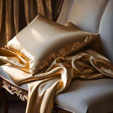 Imagem de Kit 6 Fronhas de Cetim Anti Frizz 48x68cm Premium – Fronha para Cabelo e Pele Macia (Dourado)