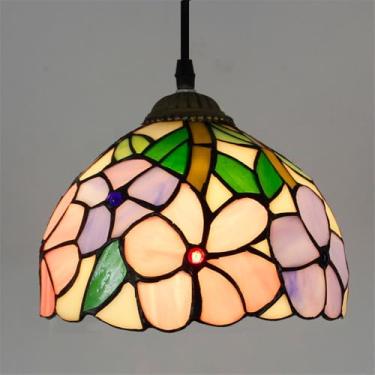 Imagem de Luminária pendente contemporânea de vidro colorido com LED, estilo retrô americano, para sala de estar, restaurante, quarto, casa de campo, hotel, corredor, café ou bar (Estilo 3 D20CM)