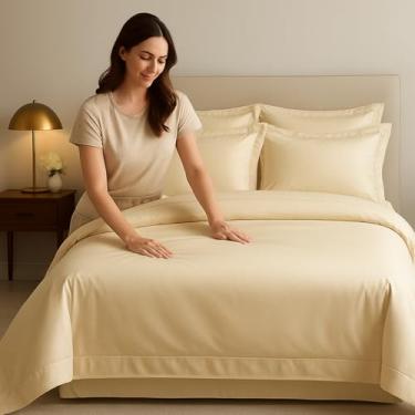 Imagem de Lençol Sem Elástico Plano Avulso 100% Algodão 300 Fios (Palha, Solteiro sem Elástico)