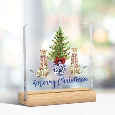 Imagem de Decoração engraçada de placa de Natal, decorações de Natal internas, decoração de férias de feliz Natal para escritório em casa, acrílico 10 x 10 cm
