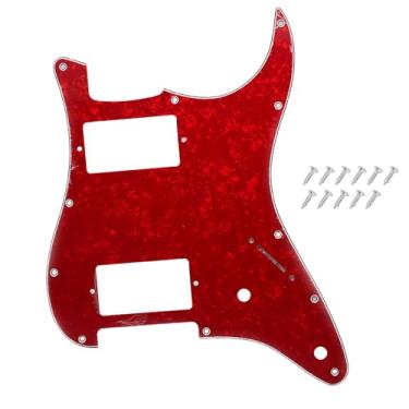 Imagem de DIAO79NI Humbucker Pro 11 Hole HH Guitar Strat Pickguard para para-lama americano/mexicano padrão Stratocaster estilo moderno, pérola vermelha, 4 camadas.