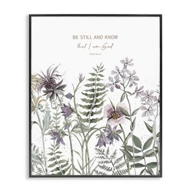 Imagem de Stupell Industries Be Still and Know Botanicals Arte giclée emoldurada preta, design por Cindy Jacobs, 20 x 16