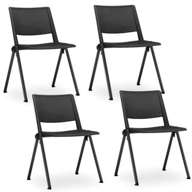 Imagem de Kit 04 Cadeiras Fixa Base Preta Empilhável Up F02 Preto
