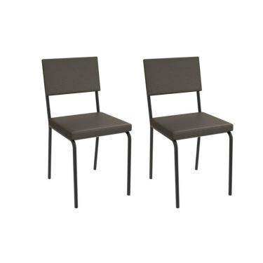 Imagem de Kit 2 Cadeiras De Cozinha Zaria 2c128prf Aço 2 Un Preto-ano Marrom - Kappesberg