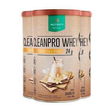 Imagem de Kit 3 Clean Pro Whey Hidrolisado Baunilha Nutrify 450g