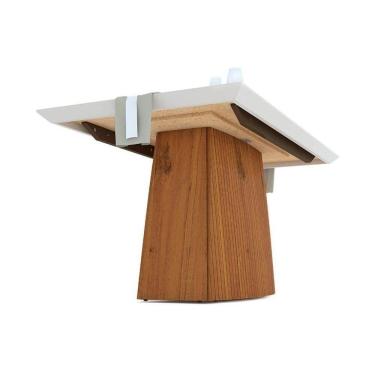 Imagem de Mesa De Sala Jantar Sorela + Tampo Madeirado Vidro 160x90cm Rústico Terrara/off White - Dj Móveis