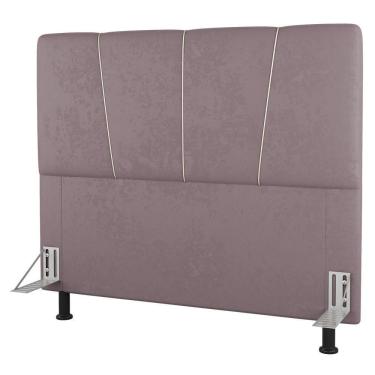 Imagem de Cabeceira Cama Box Casal King Size Amber 195cm Estofada Veludo Rosê - Abmaza