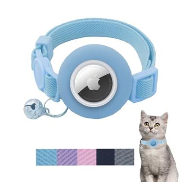 Imagem de Coleira para gatos, coleira elástica com sino, fivela de segurança e coleira rastreadora GPS para meninas, meninos, gatinhos, filhotes, azul