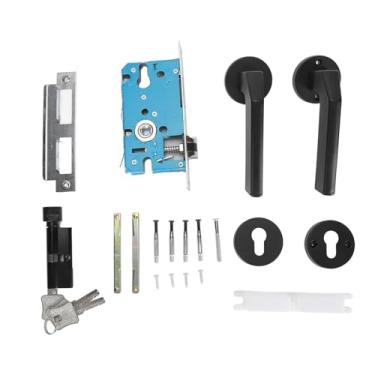 Imagem de Maçanetas interiores Ainoli Estrutura dividida silenciosa Maçaneta de porta de passagem de metal elegante para quarto preto