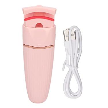 Imagem de Modelador de cílios elétrico aquecido USB recarregável sensível à temperatura Silicone aquecimento rápido design curvo Controle de um toque para mulheres meninas rotina de beleza (Rósea)