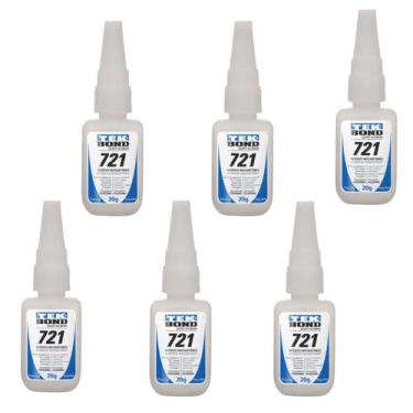 Imagem de Kit 6 Cola Adesiva Instantânea Profissional Incolor 721 TekBond, 20g