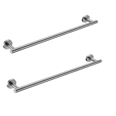 Imagem de SEIDO Toalheiro antiqueda de 61 cm, toalheiro de aço inoxidável para parede de banheiro, barra de toalha de design de bloqueio duplo para banheiro, níquel escovado, 61 cm, 2 peças