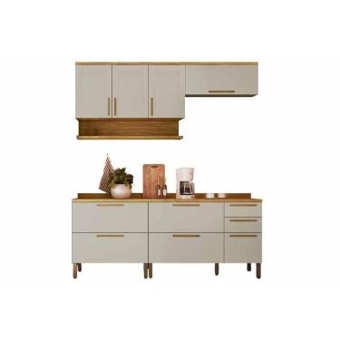 Imagem de Kit Cozinha Modulada 4 Peças Riesling (2aéreos+2balcões) C4p250 Amendoa-off White - Ronipa