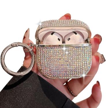 Imagem de PHOEACC Capa protetora com glitter para AirPod 4 para mulheres e meninas, linda capa protetora à prova de choque conectada à prova de choque com chaveiro compatível com AirPods 4ª geração - colorido