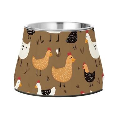 Imagem de SEHANY Tigelas fofas para cães de pato antiderrapante de aço inoxidável com fundo de borracha que evita a queda, 2,3 tigelas quadriculadas para comida e água para cães e gatos