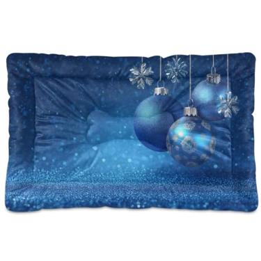 Imagem de Blueangle Blue Snowflakes Cama ultra macia calmante para cães pequenos, cama retangular confortável para animais de estimação, 24 x 18 polegadas (815)