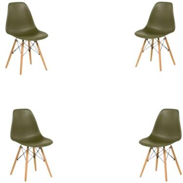 Imagem de KIT com 4 Cadeiras Modelo - Para Mesa de Jantar & Sala, Confortável & Durável (Cadeira Verde Musgo)