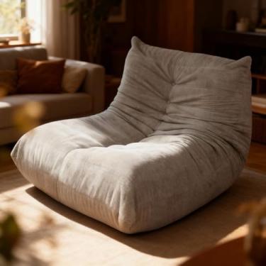 Imagem de Sytopia Cadeira Bean Bag, cadeira de leitura grande para adultos ultraconfortável, sofá de canto de espuma 40D, móveis de sofá Togo para sala de estar quarto jogos, cinza urbano