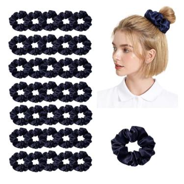 Imagem de Pacote com 36 elásticos femininos de seda elásticos elásticos elásticos para cabelo com laço e suporte de rabo de cavalo