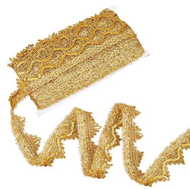 Imagem de SUPERFINDINGS 13 m (14,22 jardas) Fita de renda triângulo dourada decorada Gimp guarnição de lantejoulas acabamento metálico lantejoulas renda costura artesanato suprimentos para decoração de Natal