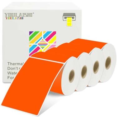 Imagem de YOULAISHI Etiquetas retangulares de 7 x 12 cm, etiquetas de inventário, codificação de cores, etiquetas térmicas de envio para caixa móvel, adesivos imprimíveis para códigos de barras, endereço, 4
