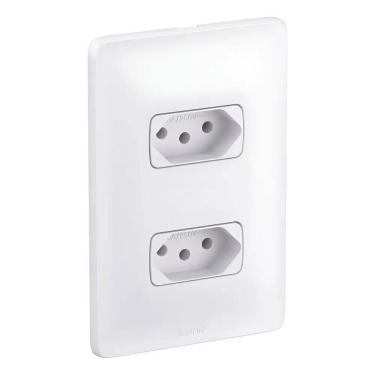 Imagem de Conjunto Tomada Dupla 10A 2P+T 4X2 Branca 680111 Pial Zeffia