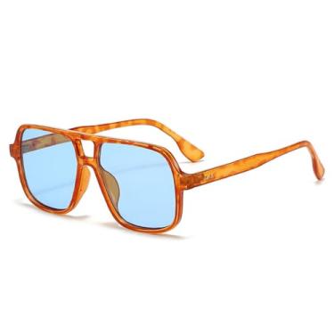 Imagem de Óculos de Sol Rivets Masculino Candy Color UV400 Feminino Leopardo para Esportes ao Ar Livre, Corrida e Ciclismo, Azul Âmbar