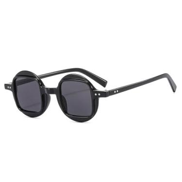 Imagem de Óculos de Sol Redondos Bicolores Estilo Punk Masculino com Lentes Transparentes Degradê e Rebites para Mulheres, Proteção UV400, Ideais para Esportes ao Ar Livre, Corrida e Ciclismo, nas Cores Preto e
