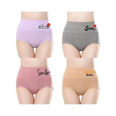 Imagem de Conjunto De Roupa Íntima De Algodão plus Size Para Mulheres 4PCS Calci