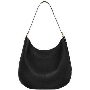 Imagem de Rebecca Minkoff Bolsa Naomi Hobo, bolsa de ombro feminina de couro com fecho magnético, preta