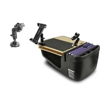 Imagem de AutoExec Mesa de carro GripMaster para sua estação de trabalho de veículo e escritório móvel, bétula, com suporte para telefone, suporte para tablet e suporte de telefone com sucção