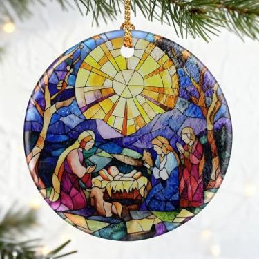 Imagem de Presentes cristãos: Ornamento de presépio | Enfeites de Natal (decorações religiosas de Natal), decoração de feriado cristã, ornamento de família sagrada, presentes religiosos, presente de batismo e