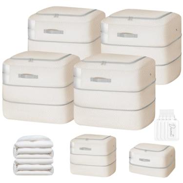 Imagem de Easortm Bolsa de armazenamento para edredom – Sacos de armazenamento de cobertor de grande capacidade de 110 L, organizador de autocompressão, com 2 camadas, ultra economia de espaço, sacos de