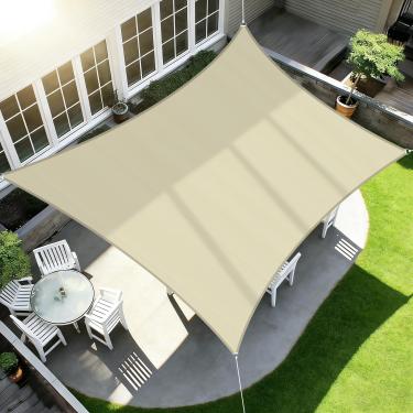 Imagem de ECOOPTS 20'X20' Guarda-Sol Em Hdpe Retangular, Cobertura Para Pérgola, Pátio Externo, Bloqueio De 95%, Resistente A Raios Uv (Bege)