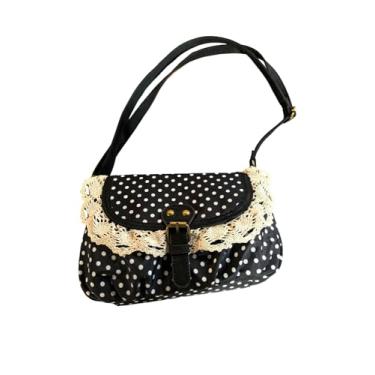 Imagem de SweatyRocks Bolsa tiracolo feminina Y2k vintage com fivela de bolinhas, Bolinhas pretas, one_size, Macio