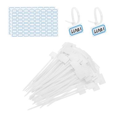 Imagem de PATIKIL Abraçadeiras com zíper de 10 cm, 100 peças, etiquetas de fio de nylon, etiquetas de marcação de fio de nylon, tiras de plástico autobloqueadas, escreva com etiquetas de papel para organização