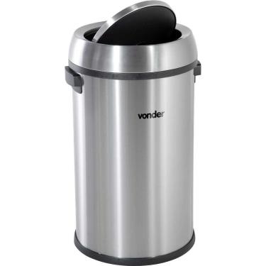 Imagem de Lixeira Redonda 65 Litros Inox Tampa Basculante Vonder