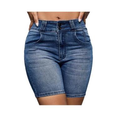 Imagem de Calça jeans feminina cintura alta slim fit all-match shorts jeans com 