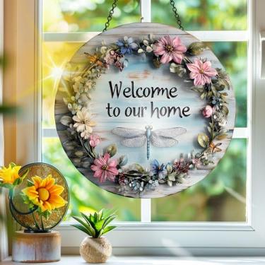 Imagem de Apanhador de sol de acrílico colorido, apanhadores de sol, decoração de janela de flores de libélula, arte de parede de arco-íris, para varanda, interior e exterior, jardim, enfeites de Natal