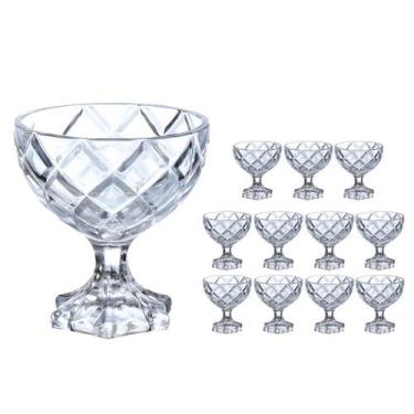 Imagem de Kit 12 Taças Sobremesas De Vidro Sorvete Pineapple Diamond Diamante 17