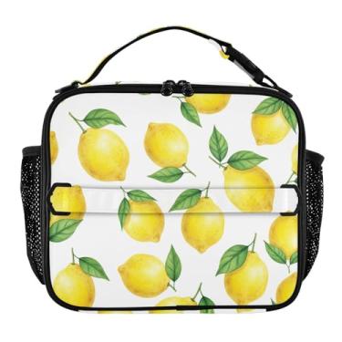 Imagem de Joisal Lancheira em aquarela com limões amarelos para mulheres, meninas, lancheira masculina e infantil, lancheira para trabalho, reutilizável para alimentos, isolada para escola