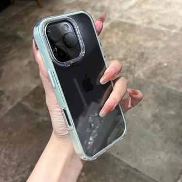Imagem de Capa de celular com alça de pulso para iPhone 16E 14 15 16 Plus 11 12 13 16 Pro Max, capa magnética transparente à prova de choque, cor ciano, para iPhone 16 Pro Max