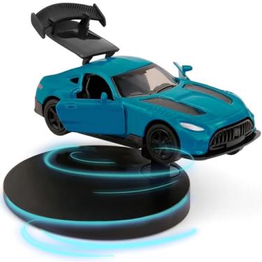 Imagem de JNZIBQ Ornamento de giro de drift do painel do carro, decoração de modelo de carro giratório de liga, interior clássico de mini painel automotivo, siga a deriva quando o veículo gira (azul)