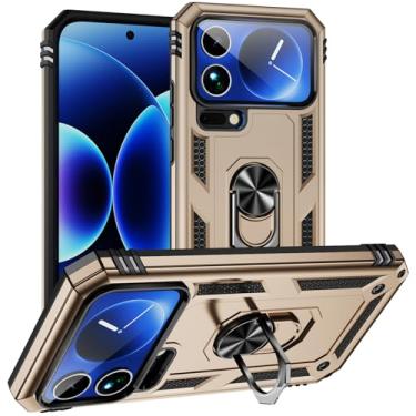 Imagem de LTLMYDAM Capa magnética para Xiaomi 17 Pro Max/17 Pro/17, anel giratório, capa ultrafina, proteção militar, resistente a arranhões, dourado, 17 Pro