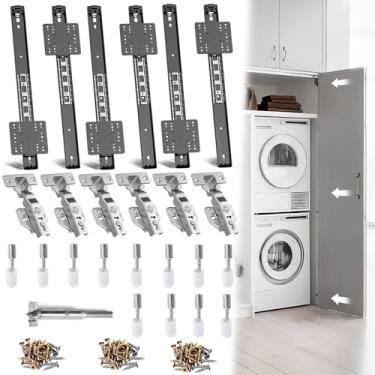 Imagem de Pisman Porta de bolso desliza 40,6 cm, 6 peças e ferragens de porta de bolso para entrada e porta de armário, desaparecendo e escondendo os slides e as dobradiças.