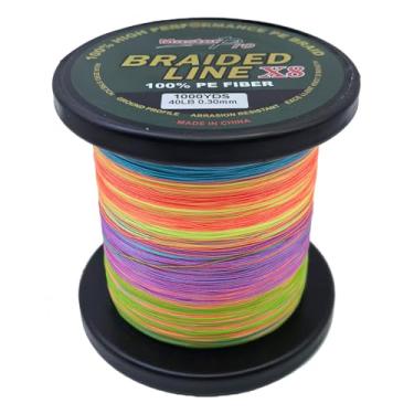 Imagem de MASTERPRO Linha líder de pesca de fibra 100% PE, 1000 jardas, colorida, superlinha de diâmetro fino 11,3 kg 13,6 kg 18 kg 22,7 kg 36,3 kg 45,4 kg quase zero stretch 8 fios trançado corda forte (0,30