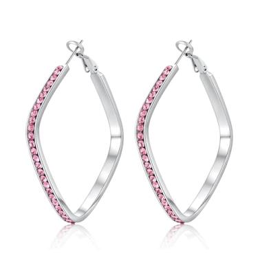 Imagem de CiNily Brincos geométricos de argola grande para mulheres adolescentes hipoalergênicos de aço inoxidável brincos quadrados de zircão cúbico multicolorido, argola média, joias banhadas em ouro, prata