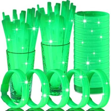Imagem de Kigeli 60 pulseiras que brilham com conectores, pulseiras brilhantes que brilham no escuro de 22 cm, joias dos anos 80 para festas, suprimentos de carnaval, acessórios noturnos de néon para mulheres