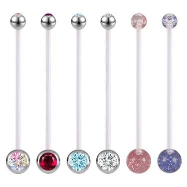 Imagem de Kit de joias de piercing transparente AccGir - Conjunto de retentores de plástico bioflex de 6 a 62 peças para nariz, lábio, sobrancelha, língua, mamilo, umbigo, barra industrial - Invisível para