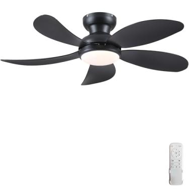 Imagem de PHORUS Ventiladores De Teto De Perfil Baixo Pretos De 42" Com Luzes E Controle Remoto, Ventiladores De Teto Pequenos Embutidos Com Motor Cc Reversível Silencioso, Reguláveis Em 3 Cct